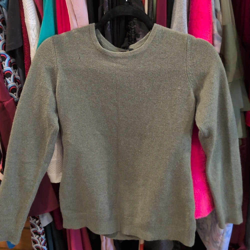Charter Club Cashmere Crewneck Sweater in Army Green - XS